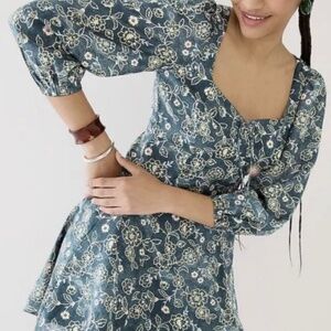 J.crew Sweetheart long-sleeve mini dress in vintage vines